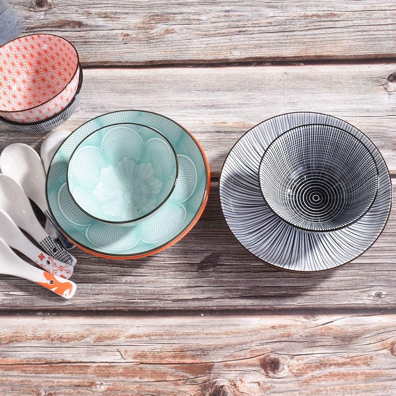 Whitenesser 7 Inch Japanese Dinner Plate Set of 4 Plates Ceramic Plates for Rye Toast Sausage Fried Egg Bacon Kimchi Fried Dumplings - Image 4